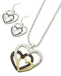 Arras Creations Fashion Trendy Valentine Mother's Day Heart Special Metal Pendant Necklace & Earrings for Women / AZFJFP779-SGC