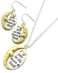 Arras Creations Fashion Trendy Metal Valentine's Day Message I Love You to Moon & Back Necklace Earrings for Women Girls / AZFJFP388-ASG