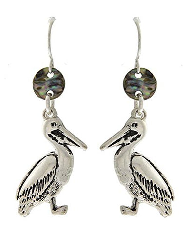 Fashion Trendy Bird Dangle Abalone Shell Fish Hook Earrings For Women / AZERSEU581-BSB