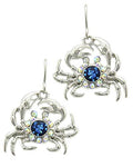 Fashion Trendy AB Casting Rhinestone Blue Glitter Epoxy Crab Dangle Earrings For Women / AZERSEA105-ASB