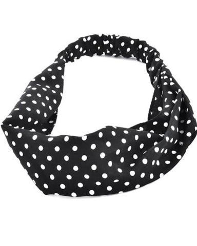 Fashion Trendy Black White Polka Dot Headband Hair Accessory for Women / AZFJHB104-BWU