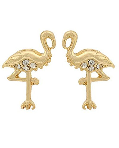 Fashion Trendy Flamingo Button Post Earrings For Women / AZERSEU126-GCL