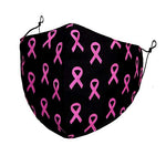 Set of 2 - Pink Ribbon Breast Cancer Ribbon Print Fashion Mask for Men and Women / AZMF3646-PBW