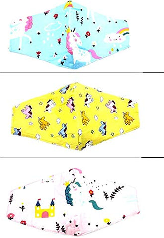 Set of 3 - Unicorn Print Fashion Mask for Kids - Boys & Girls / AZMKD666