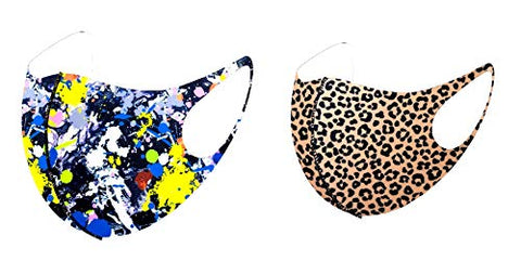 Set of 2 - Fashion Dot Pattern &Leopard Print Mask for Men & Women / AZMF1238-LYC