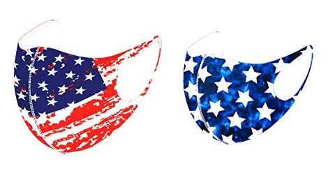 Set of 2 - Fashion USA Flag & Star Pattern Mask for Men & Women / AZMF2351-PSC
