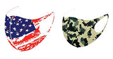 Set of 2 - Fashion Camouflage Pattern & USA Flag Print Mask for Men & Women / AZMF2351-PCC