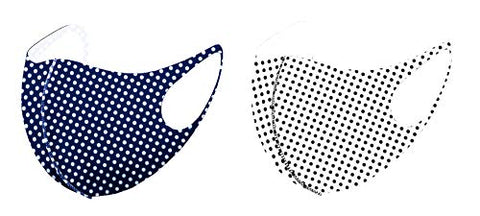 Set of 2 - Fashion Polka Dot Print Mask for Men & Women / AZMF0170-PNW