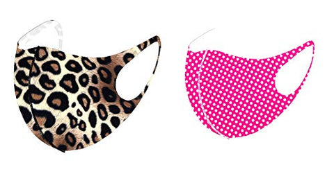 Set of 2 - Fashion Dot Pattern &Leopard Print Mask for Men & Women / AZMF2294-LPC