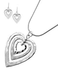 Arras Creations Fashion Trendy Valentine Special Metal Graduating Heart Pendant Necklace & Earrings for Women /