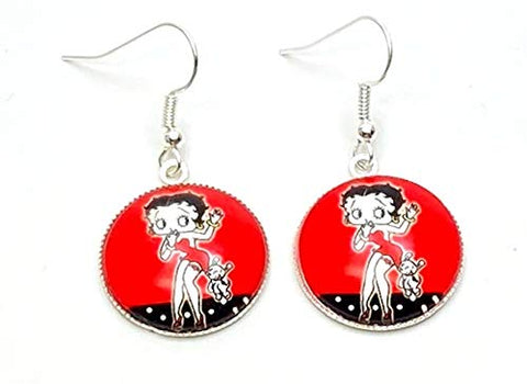 Trendy Fashion Classic Character Betty Boop Earrings For Women / (AZEABF006-SIL)