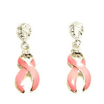 Arras Creations Breast Cancer Awareness Filigree W/Pink Ribbon Dangle Post Earrings for Women / AZEABC002-SPI