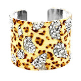 Arras Creations Fashion Trendy Leopard Stone Cluster Accented Cuff Bracelet for Women / AZBRCF473-ALE