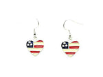 Independence Day American Flag Heart Dangle Fish Hook Earring For Women / AZERPT032-SRB-PAT