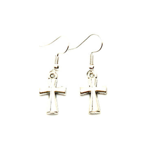 Cross : Antique Cross Dangle Fish Hook Cross Earrings For Women / AZAELJ011-ASL