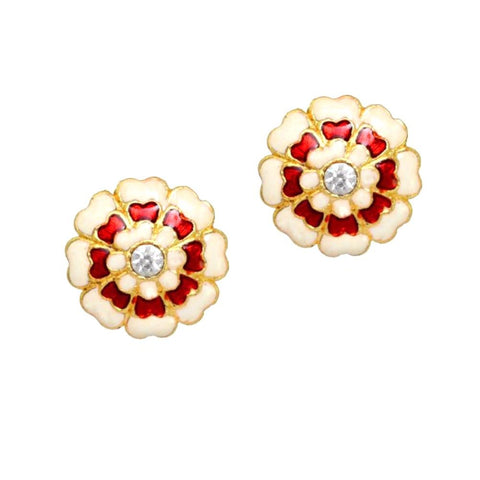 Imitation Flower Shape Fashion Stud Earrings / AZERTE001-GWR