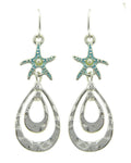Sea Life Fashion Starfish W/teardrop Dangle Earrings for Women / AZERSEA900-SBL