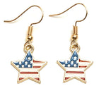 Patriotic Independence American Flag Star Fish Hook Earrings For Women / AZAEPT012-AMU