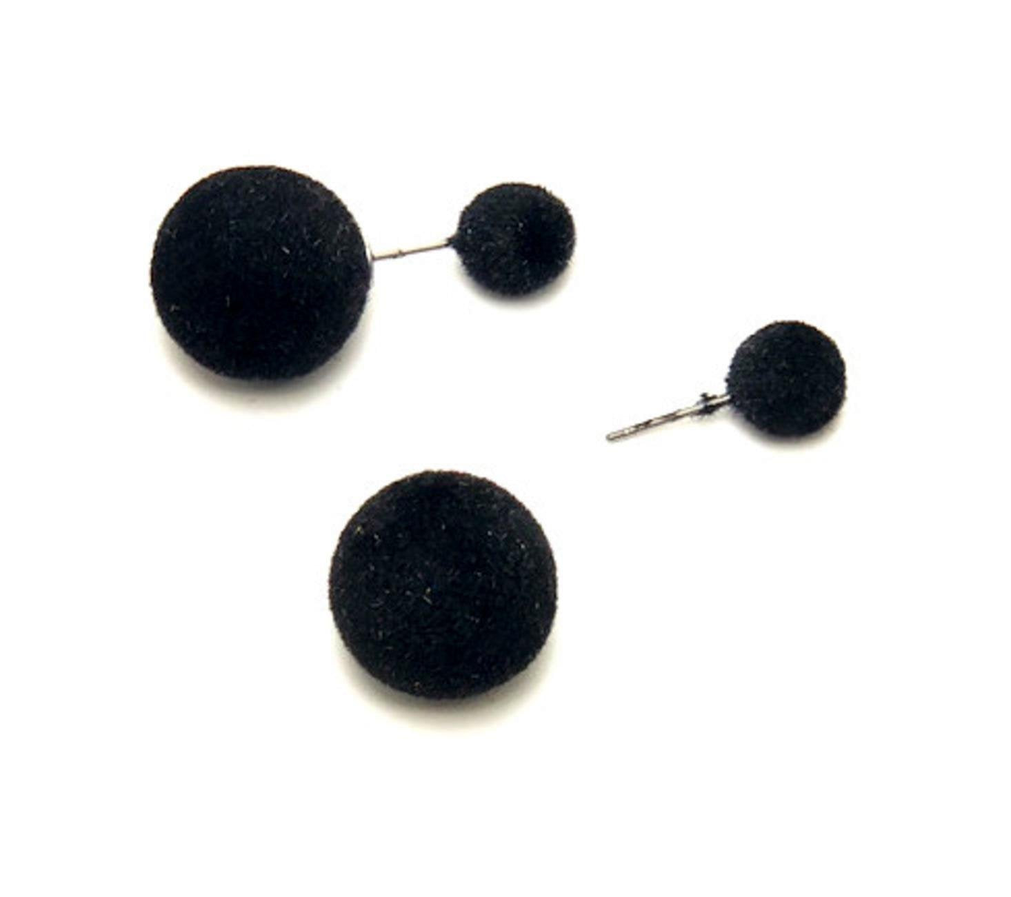 Fashion Trendy Double Faced Wool Coil Ball Stud Earrings For Women/AZE