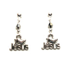 Antique "I Love Jesus" Dangle Post Earrings For Women / AZAELJ008-ASL