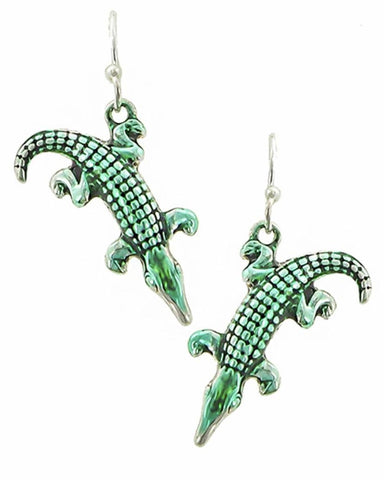 SeaLife Crocodile Animal Metal Fish Hook Earrings for Women / AZERSEA705-AGR