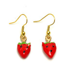 Fashion Trendy Strawberry Fruit Dangle Earrings For Women / AZAEFP101-GRD