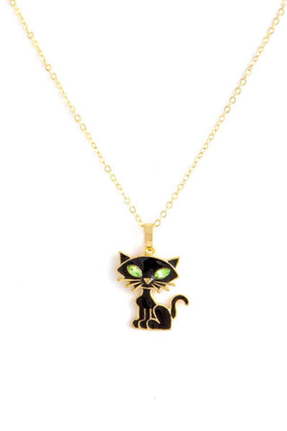 Black Cat Pendant Halloween Necklace