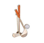 Arras Creations Sports Earring : Fashion Golf Clubs Ball Shape Brooch-Pin for Women or Men / AZFJBRA11-GOR