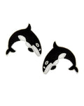 Sea Life - Dolphin Button Post Earring Set / AZERSEA769-SBW