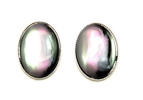 Trendy Fashion Cameo Cabochon Button Post Earrings for Women / AZEACPS01-SAB