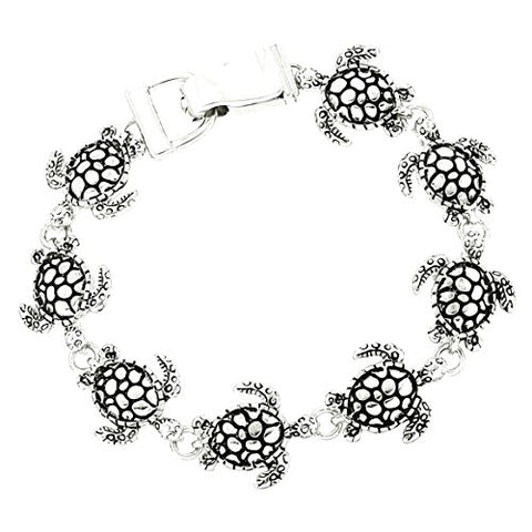 Arras Creations Fashion Trendy Turtle Antique Silver Magnetic Bracelet for Women / AZBRSEU468-ASM