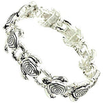 Arras Creations Fashion Trendy Turtle Antique Silver Elastic Bracelet for Women / AZBRSEU814-ASL