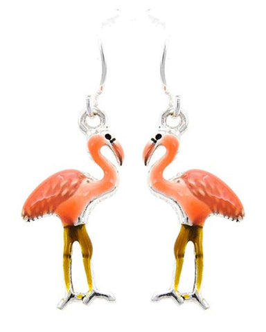 Vintage Silver Multi Epoxy Flamingo Dangling Earring / AZERFH283-GPI