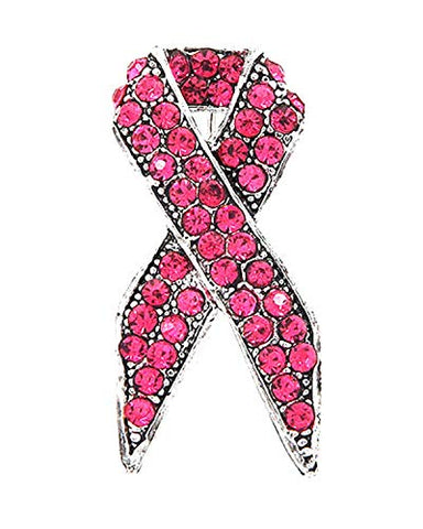 Breast Cancer Awareness - Trendy Pink Rhinestone Pink Ribbon Brooch Pin For Women / AZBCBR437-ASP