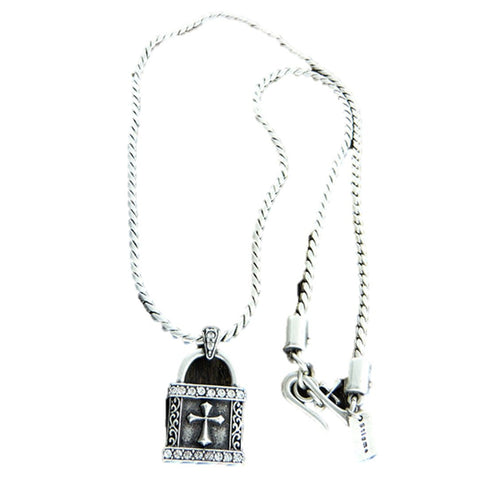 Mens stainless steel metal chain necklace - Cross Pendant / AZMJCH020-BSL