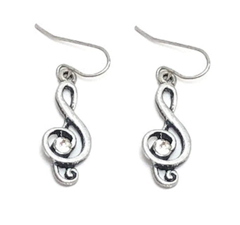 Fashion Trendy Handmade Music Treble Clef Music Note Charm Dangle Earrings For Women / AZAEDM421-ASC