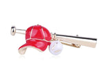 Arras Creations Sports Earring : Fashion Baseball Bat Hat Shape Brooch-Pin for Women or Men / AZFJBRA10-GRD