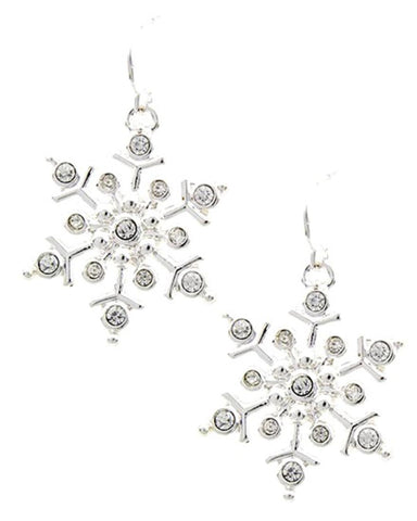 Christmas Theme - Snowflake Dangles Fish Hook Earring Set / AZERFH623-SCL-CHR