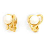 Crystal Imitation Pearl Heart Shape Metal Clip on Earrings / AZERCO917-GPE
