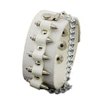 Fashion Gothic Unisex Bullet Shape Chain Link Leather Bracelet For Women / AZBRLBA02-SWH