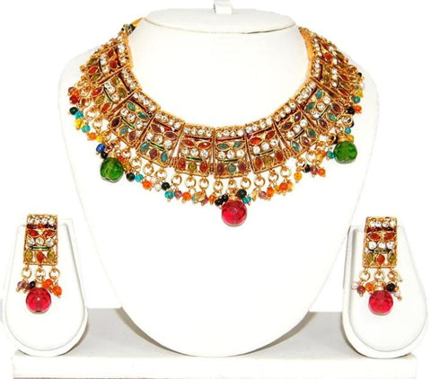 Arras Creations Designer Imitation Polki Necklace Set for Women / AZINPN003-MUL