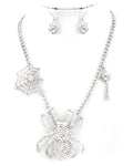 Arras Creations Spider Halloween Necklace & Fish Hook Earring Set for Women / AZFJNS124-SCL-HAL