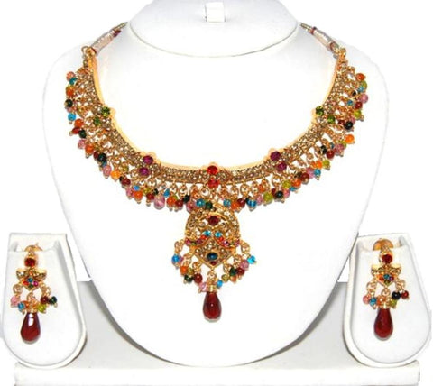 Arras Creations Designer Imitation Polki Necklace Set for Women / AZINPN001-MUL