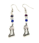 Christmas : Antique Silver Santa' Socks Dangle Fish Hook Dangle Earrings For Women / AZAEXA005-ASL