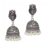 Traditional Indian Style Womens Oxidised Owl Top Jhumki Earrings For Women / AZINOXE54-ASL