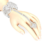 Valentine Fashion Heart Pave Hand Chain Ring and Bracelet Set For Women / AZFJSBB379-SCL