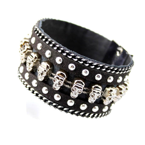 Fashion Trendy Elegant Leather Magnetic Bracelet For Women / AZBRMA203-SBK