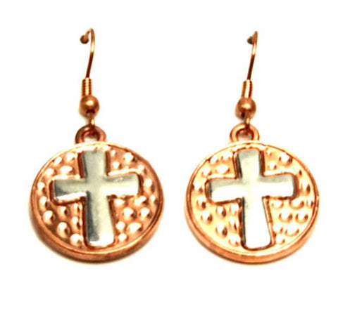 Cross : Cross Dangle Fish Hook Cross Earrings For Women / AZAELJ101-CSL