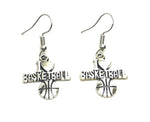Sports Fashion Trendy I Love Basket Ball Metal Dangling Earrings For Women / AZAESPB11-ASL