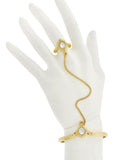 Gold Tone Clear Acrylic Metal Stretch Bracelet W/stretch Ring / AZFJSBB174-GWC